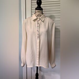 Koret Cream Button Down Shirt with Embellished Collar